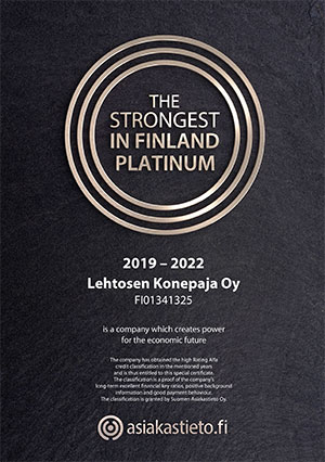 The strongest in Finland - Platinum - Lehtosen Konepaja - 2019 - 2022
